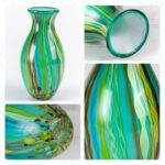 KAMMAK Colored Glass Vase, Beautiful Hand Blown Decorative Vase, Modern Art Vase for Flower Mantle Dining Table Centerpiece, Entryway Living Room Wedding Decoration (JG2098) KAMMAK 8HPJG02098 glass vase close-up material texture detail image 4
