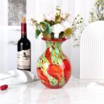 KAMMAK Colored Glass Vase, Beautiful Hand Blown Decorative Vase, Modern Art Vase for Flower Mantle Dining Table Centerpiece, Entryway Living Room Wedding Decoration (JG2092) KAMMAK 8HPJG02092 glass vase side angle view showing silhouette