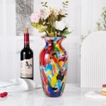 KAMMAK Colored Glass Vase, Beautiful Hand Blown Decorative Vase, Modern Art Vase for Flower Mantle Dining Table Centerpiece, Entryway Living Room Wedding Decoration (JG2036) KAMMAK 8HPJG02036 glass vase side angle view showing silhouette