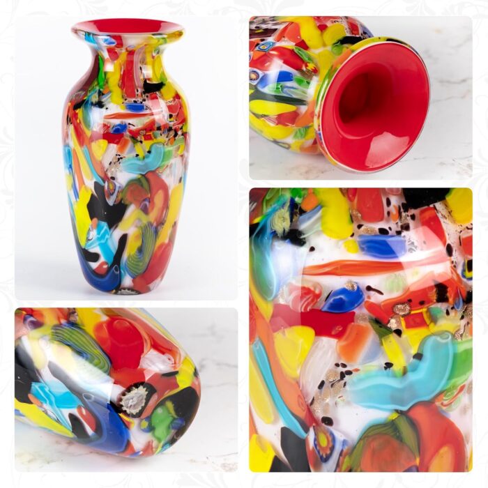 KAMMAK Colored Glass Vase, Beautiful Hand Blown Decorative Vase, Modern Art Vase for Flower Mantle Dining Table Centerpiece, Entryway Living Room Wedding Decoration (JG2036) KAMMAK 8HPJG02036 glass vase close-up material texture detail image 4