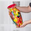 KAMMAK Colored Glass Vase, Beautiful Hand Blown Decorative Vase, Modern Art Vase for Flower Mantle Dining Table Centerpiece, Entryway Living Room Wedding Decoration (JG2036) KAMMAK 8HPJG02036 glass vase styled on dining table image 5