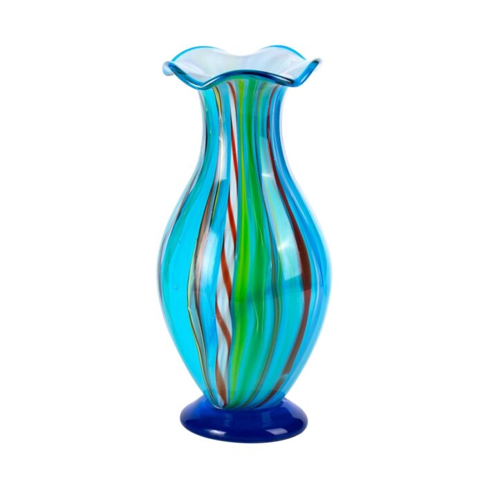 KAMMAK Colored Glass Vase, Beautiful Hand Blown Decorative Vase, Modern Art Vase for Flower Mantle Dining Table Centerpiece, Entryway Living Room Wedding Decoration (JG2007) KAMMAK 8HPJG02007 glass vase front view for product display
