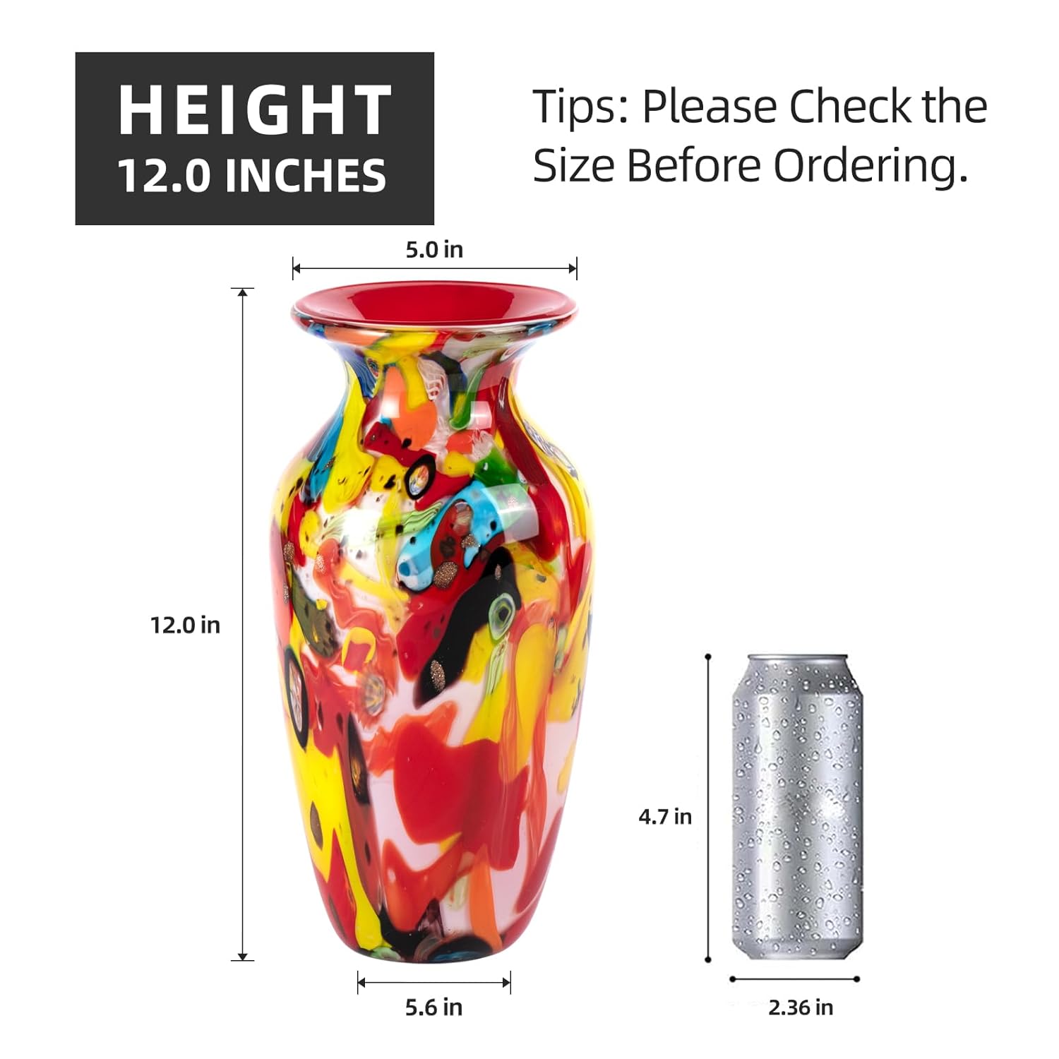 KAMMAK 8HPJG02029 glass vase front view in product description