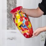 KAMMAK Colored Glass Vase, Beautiful Hand Blown Decorative Vase, Modern Art Vase for Flower Mantle Dining Table Centerpiece, Entryway Living Room Wedding Decoration (JG2029) KAMMAK 8HPJG02029 glass vase styled on dining table image 5