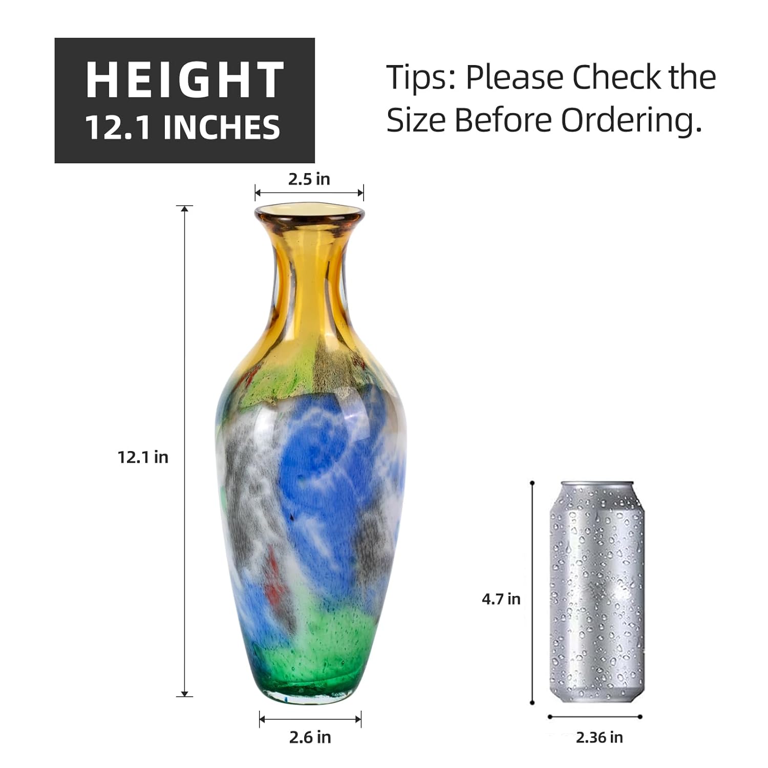 KAMMAK 8HPJG02059 glass vase front view in product description