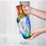 KAMMAK Colored Glass Vase, Beautiful Hand Blown Decorative Vase, Modern Art Vase for Flower Mantle Dining Table Centerpiece, Entryway Living Room Wedding Decoration (JG2059) KAMMAK 8HPJG02059 glass vase styled on dining table image 5