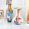 KAMMAK Colored Glass Vase, Beautiful Hand Blown Decorative Vase, Modern Art Vase for Flower Mantle Dining Table Centerpiece, Entryway Living Room Wedding Decoration (JG2059) KAMMAK 8HPJG02059 glass vase scale and proportion view image 6