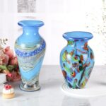 KAMMAK Colored Glass Vase, Beautiful Hand Blown Decorative Vase, Modern Art Vase for Flower Mantle Dining Table Centerpiece, Entryway Living Room Wedding Decoration (JG2043) KAMMAK 8HPJG02043 glass vase scale and proportion view image 6