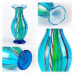 KAMMAK Colored Glass Vase, Beautiful Hand Blown Decorative Vase, Modern Art Vase for Flower Mantle Dining Table Centerpiece, Entryway Living Room Wedding Decoration (JG2007) KAMMAK 8HPJG02007 glass vase styled on dining table image 5