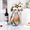 KAMMAK Colored Glass Vase, Beautiful Hand Blown Decorative Vase, Modern Art Vase for Flower Mantle Dining Table Centerpiece, Entryway Living Room Wedding Decoration (JG2048) KAMMAK 8HPJG02048 glass vase side angle view showing silhouette