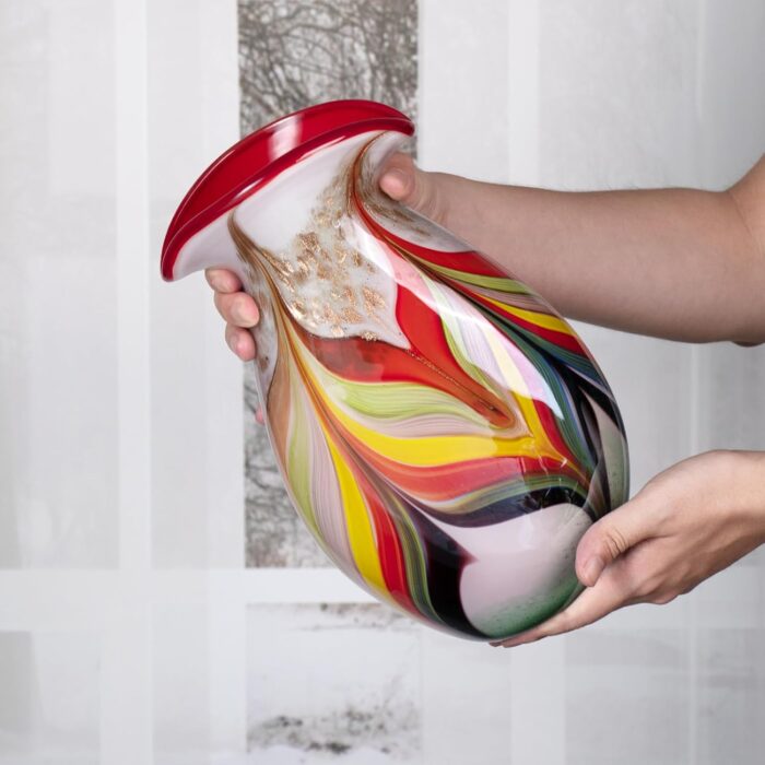 KAMMAK Colored Glass Vase, Beautiful Hand Blown Decorative Vase, Modern Art Vase for Flower Mantle Dining Table Centerpiece, Entryway Living Room Wedding Decoration (JG2048) KAMMAK 8HPJG02048 glass vase styled on dining table image 5
