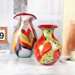 KAMMAK Colored Glass Vase, Beautiful Hand Blown Decorative Vase, Modern Art Vase for Flower Mantle Dining Table Centerpiece, Entryway Living Room Wedding Decoration (JG2048) KAMMAK 8HPJG02048 glass vase scale and proportion view image 6