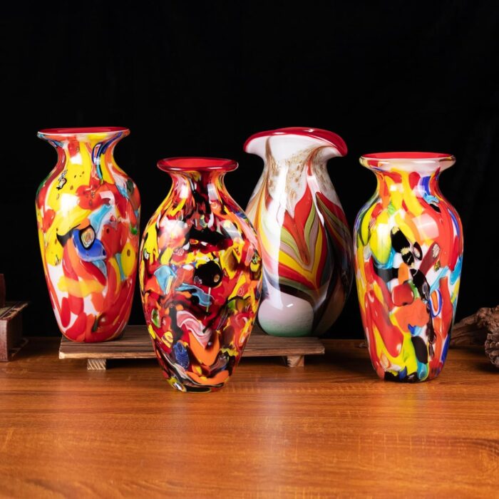 KAMMAK Colored Glass Vase, Beautiful Hand Blown Decorative Vase, Modern Art Vase for Flower Mantle Dining Table Centerpiece, Entryway Living Room Wedding Decoration (JG2048) KAMMAK 8HPJG02048 glass vase decorative craft detail image 7