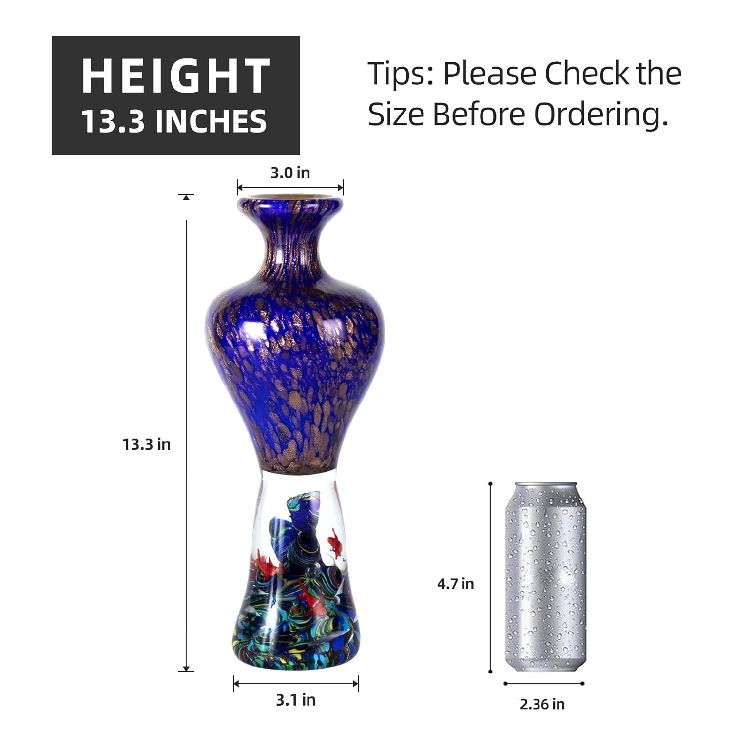 KAMMAK 8HPFH02022 glass vase front view in product description