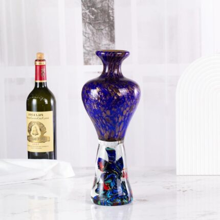 KAMMAK Colored Glass Vase, Beautiful Hand Blown Decorative Vase, Modern Art Vase for Flower Mantle Dining Table Centerpiece, Entryway Living Room Wedding Decoration, 8HPFH02022