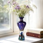 KAMMAK Colored Glass Vase, Beautiful Hand Blown Decorative Vase, Modern Art Vase for Flower Mantle Dining Table Centerpiece, Entryway Living Room Wedding Decoration, 8HPFH02022 KAMMAK 8HPFH02022 glass vase close-up material texture detail image 4