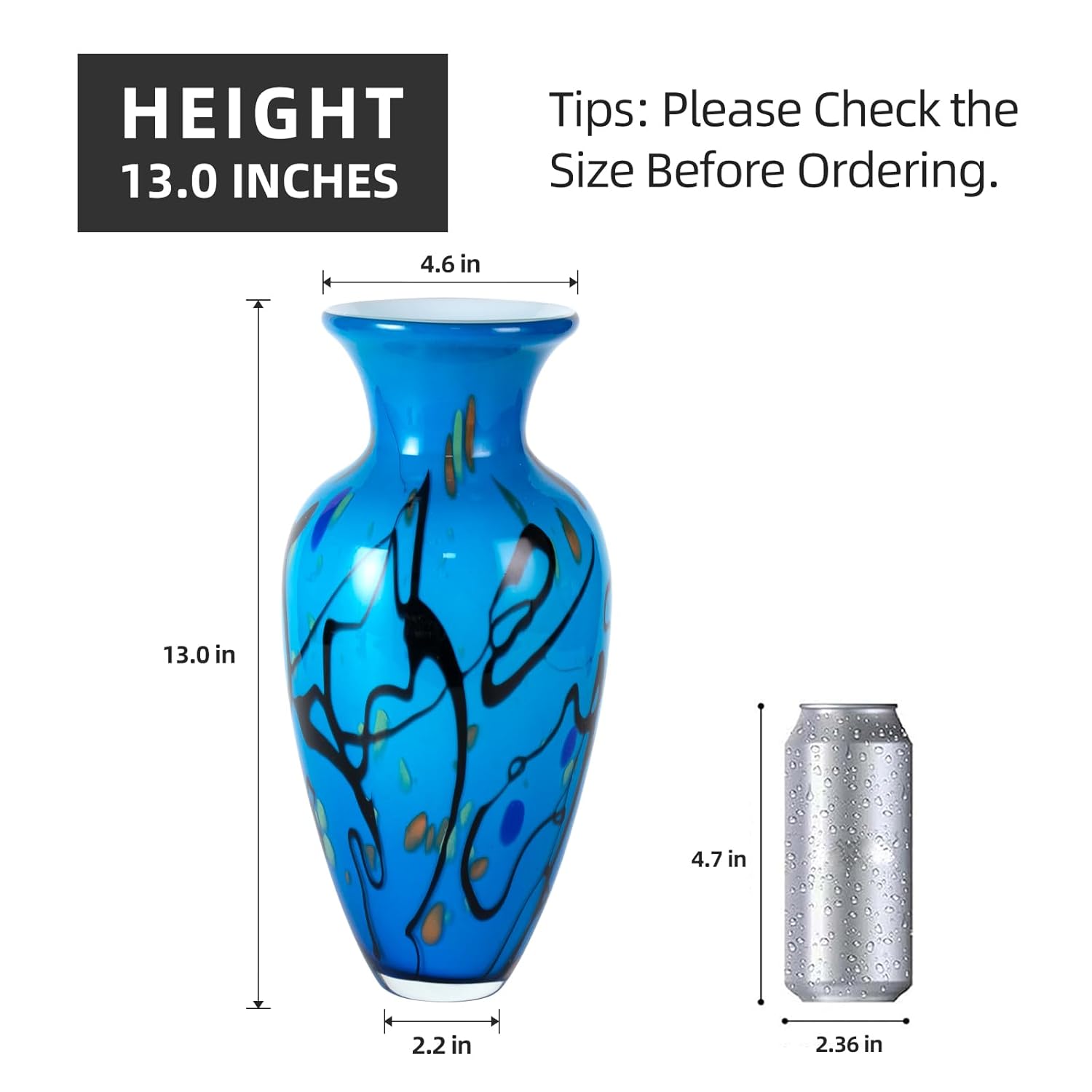 KAMMAK 8HPFH02024 glass vase front view in product description
