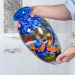 KAMMAK Colored Glass Vase, Beautiful Hand Blown Decorative Vase, Modern Art Vase for Flower Mantle Dining Table Centerpiece, Entryway Living Room Wedding Decoration (JG2041) KAMMAK 8HPJG02041 glass vase close-up material texture detail image 4