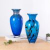 KAMMAK Colored Glass Vase, Beautiful Hand Blown Decorative Vase, Modern Art Vase for Flower Mantle Dining Table Centerpiece, Entryway Living Room Wedding Decoration, 8HPFH02024 KAMMAK 8HPFH02024 glass vase close-up material texture detail image 4