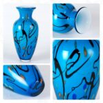 KAMMAK Colored Glass Vase, Beautiful Hand Blown Decorative Vase, Modern Art Vase for Flower Mantle Dining Table Centerpiece, Entryway Living Room Wedding Decoration, 8HPFH02024 KAMMAK 8HPFH02024 glass vase styled on dining table image 5