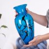 KAMMAK Colored Glass Vase, Beautiful Hand Blown Decorative Vase, Modern Art Vase for Flower Mantle Dining Table Centerpiece, Entryway Living Room Wedding Decoration, 8HPFH02024 KAMMAK 8HPFH02024 glass vase scale and proportion view image 6