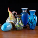KAMMAK Colored Glass Vase, Beautiful Hand Blown Decorative Vase, Modern Art Vase for Flower Mantle Dining Table Centerpiece, Entryway Living Room Wedding Decoration, 8HPFH02024 KAMMAK 8HPFH02024 glass vase decorative craft detail image 7