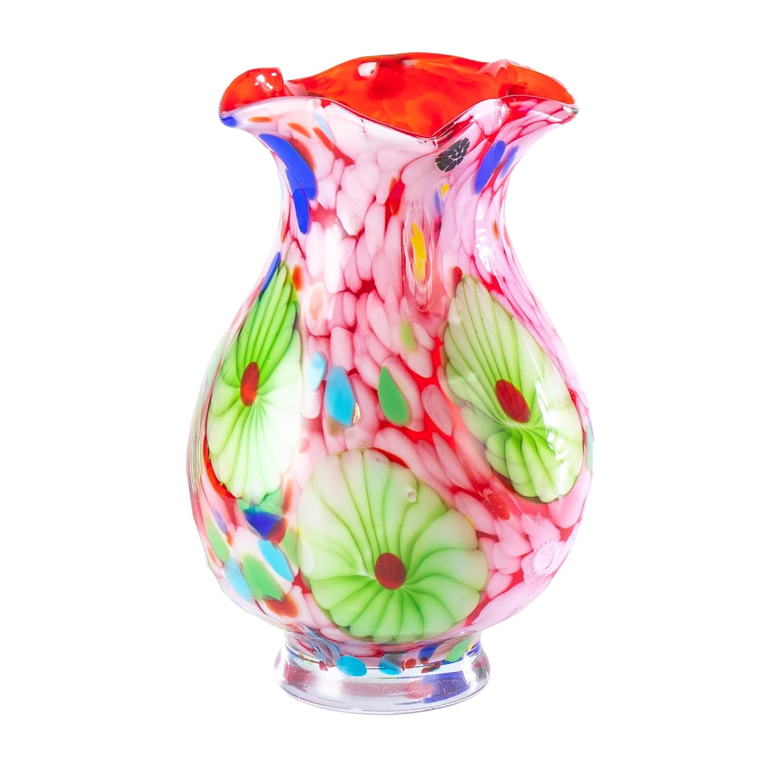 KAMMAK Colored Glass Vase, Beautiful Hand Blown Decorative Vase, Modern Art Vase for Flower Mantle Dining Table Centerpiece, Entryway Living Room Wedding Decoration, 8HPFH02025 KAMMAK 8HPFH02025 glass vase product card image