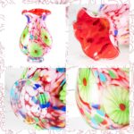 KAMMAK Colored Glass Vase, Beautiful Hand Blown Decorative Vase, Modern Art Vase for Flower Mantle Dining Table Centerpiece, Entryway Living Room Wedding Decoration, 8HPFH02025 KAMMAK 8HPFH02025 glass vase styled on dining table image 5