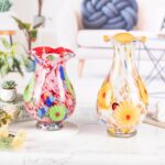 KAMMAK Colored Glass Vase, Beautiful Hand Blown Decorative Vase, Modern Art Vase for Flower Mantle Dining Table Centerpiece, Entryway Living Room Wedding Decoration, 8HPFH02025 KAMMAK 8HPFH02025 glass vase scale and proportion view image 6