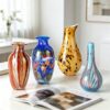 KAMMAK Colored Glass Vase, Beautiful Hand Blown Decorative Vase, Modern Art Vase for Flower Mantle Dining Table Centerpiece, Entryway Living Room Wedding Decoration (JG2041) KAMMAK 8HPJG02041 glass vase scale and proportion view image 6