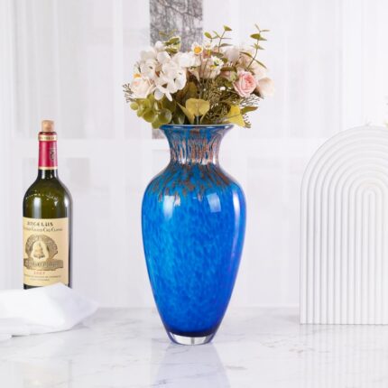 KAMMAK Colored Glass Vase, Beautiful Hand Blown Decorative Vase, Modern Art Vase for Flower Mantle Dining Table Centerpiece, Entryway Living Room Wedding Decoration, 8HPFH02029
