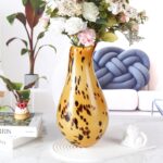 KAMMAK Colored Glass Vase, Beautiful Hand Blown Decorative Vase, Modern Art Vase for Flower Mantle Dining Table Centerpiece, Entryway Living Room Wedding Decoration (JG2056)