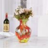 KAMMAK Colored Glass Vase, Beautiful Hand Blown Decorative Vase, Modern Art Vase for Flower Mantle Dining Table Centerpiece, Entryway Living Room Wedding Decoration, 8HPFH02036 KAMMAK 8HPFH02036 glass vase side angle view showing silhouette