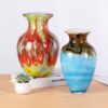 KAMMAK Colored Glass Vase, Beautiful Hand Blown Decorative Vase, Modern Art Vase for Flower Mantle Dining Table Centerpiece, Entryway Living Room Wedding Decoration, 8HPFH02036 KAMMAK 8HPFH02036 glass vase close-up material texture detail image 4