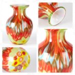 KAMMAK Colored Glass Vase, Beautiful Hand Blown Decorative Vase, Modern Art Vase for Flower Mantle Dining Table Centerpiece, Entryway Living Room Wedding Decoration, 8HPFH02036 KAMMAK 8HPFH02036 glass vase styled on dining table image 5