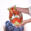 KAMMAK Colored Glass Vase, Beautiful Hand Blown Decorative Vase, Modern Art Vase for Flower Mantle Dining Table Centerpiece, Entryway Living Room Wedding Decoration, 8HPFH02036 KAMMAK 8HPFH02036 glass vase scale and proportion view image 6