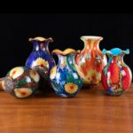 KAMMAK Colored Glass Vase, Beautiful Hand Blown Decorative Vase, Modern Art Vase for Flower Mantle Dining Table Centerpiece, Entryway Living Room Wedding Decoration, 8HPFH02036 KAMMAK 8HPFH02036 glass vase decorative craft detail image 7