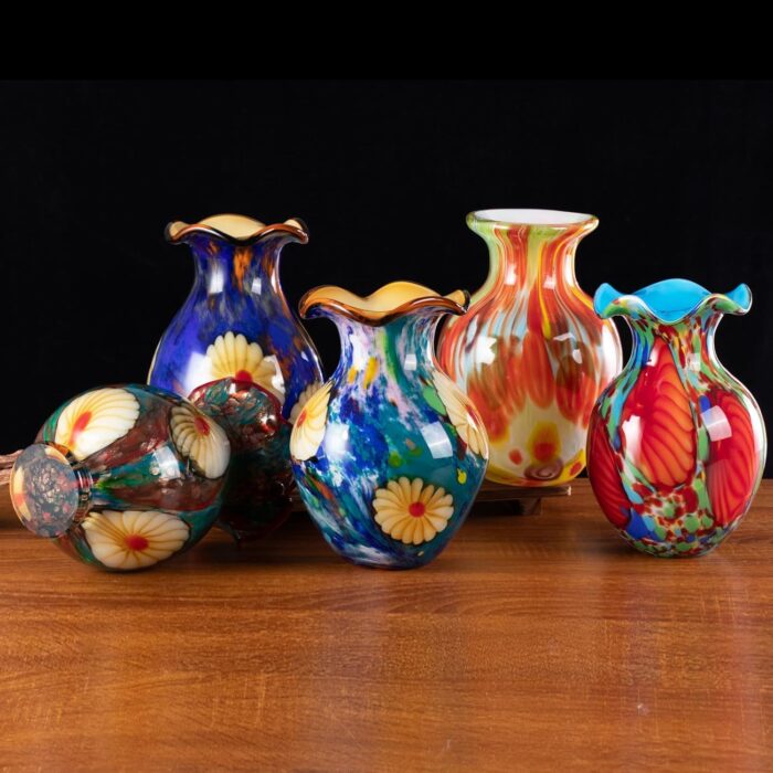 KAMMAK Colored Glass Vase, Beautiful Hand Blown Decorative Vase, Modern Art Vase for Flower Mantle Dining Table Centerpiece, Entryway Living Room Wedding Decoration, 8HPFH02036 KAMMAK 8HPFH02036 glass vase decorative craft detail image 7