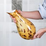 KAMMAK Colored Glass Vase, Beautiful Hand Blown Decorative Vase, Modern Art Vase for Flower Mantle Dining Table Centerpiece, Entryway Living Room Wedding Decoration (JG2056)