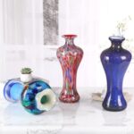 KAMMAK Colored Glass Vase, Beautiful Hand Blown Decorative Vase, Modern Art Vase for Flower Mantle Dining Table Centerpiece, Entryway Living Room Wedding Decoration, 8HPFH02042 KAMMAK 8HPFH02042 glass vase decorative craft detail image 7