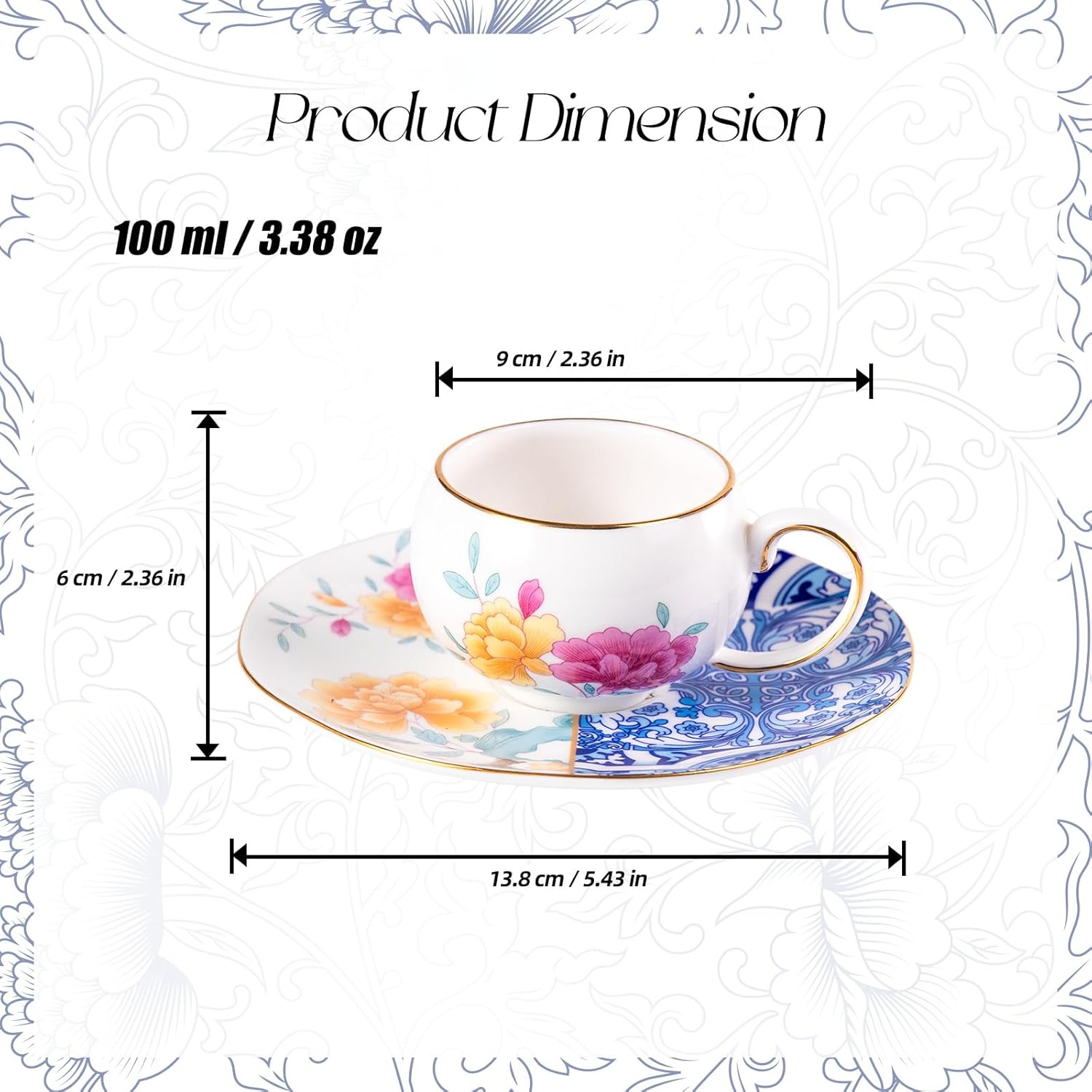 KAMMAK GH015 colorful porcelain coffee cup and saucer set with hollow-style base
