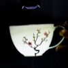 KAMMAK Tea Cups and Saucers Set of 2, Fine Bone China Coffee Cups, Stackable Espresso Mugs, Ceramic Demitasse for Coffee, Cappuccino, Latte, Americano, Tea, Golden Plum (White +... KAMMAK 8KPGH025+26 ceramic cup and saucer scale and proportion view image 6