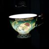 KAMMAK Tea Cups and Saucers Set of 2, Fine Bone China Coffee Cups, Stackable Espresso Mugs, Ceramic Demitasse for Coffee, Cappuccino, Latte, Americano, Tea, Flowers (Blue + Pink) KAMMAK 8KPGH019+20 ceramic cup and saucer scale and proportion view image 6