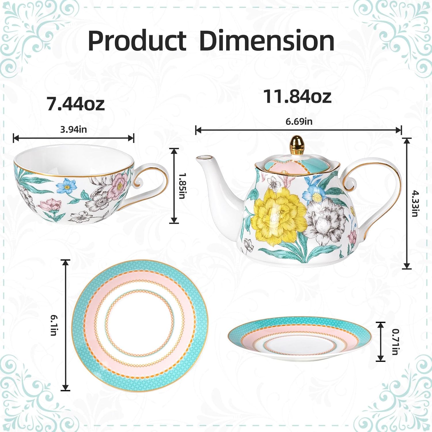 KAMMAK 8KPGH006 ceramic teapot front view in product description