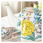 KAMMAK Tea for One, Porcelain Teapot and Cup Set, Bone China Tea Pot and Saucers Set,Ceramic Tea Set for Party, Home, Colored Tea Cups and Saucer Set for Coffee,Cappuccino,Tea, GH6 KAMMAK 8KPGH006 ceramic teapot shape and proportion detail image 3