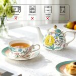 KAMMAK Tea for One, Porcelain Teapot and Cup Set, Bone China Tea Pot and Saucers Set,Ceramic Tea Set for Party, Home, Colored Tea Cups and Saucer Set for Coffee,Cappuccino,Tea, GH6 KAMMAK 8KPGH006 ceramic teapot styled home decor setting image 5