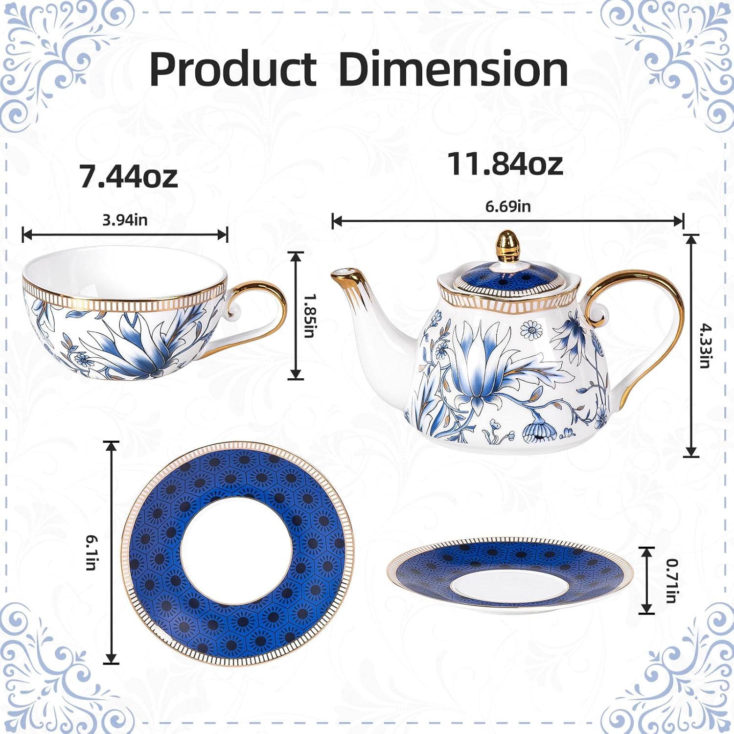 KAMMAK 8KPGH007 ceramic teapot front view in product description