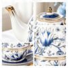KAMMAK Tea for One, Porcelain Teapot and Cup Set, Bone China Tea Pot and Saucers Set,Ceramic Tea Set for Party, Home, Colored Tea Cups and Saucer Set for Coffee,Cappuccino,Tea, GH7 KAMMAK 8KPGH007 ceramic teapot shape and proportion detail image 3
