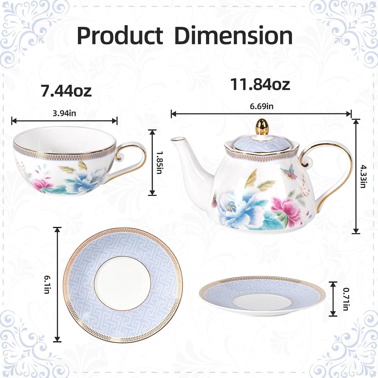 KAMMAK 8KPGH008 ceramic teapot front view in product description