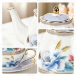 KAMMAK Tea for One, Porcelain Teapot and Cup Set, Bone China Tea Pot and Saucers Set,Ceramic Tea Set for Party, Home, Colored Tea Cups and Saucer Set for Coffee,Cappuccino,Tea, GH8 KAMMAK 8KPGH008 ceramic teapot shape and proportion detail image 3